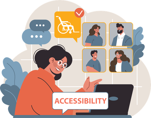 Businesswoman provides accessibility to all employees  Illustration