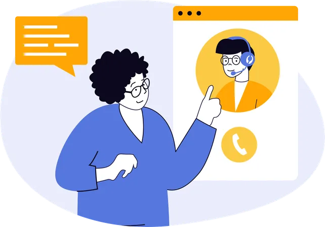 Businesswoman providing customer service support  Illustration