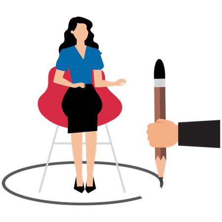 Businesswoman providing private workspace boundary  Illustration