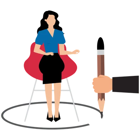 Businesswoman providing private workspace boundary  Illustration