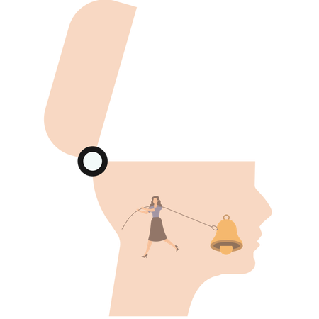 Businesswoman pulling bells inside their heads  Illustration