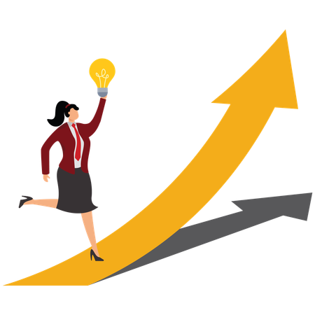 Businesswoman push the arrow upward  Illustration