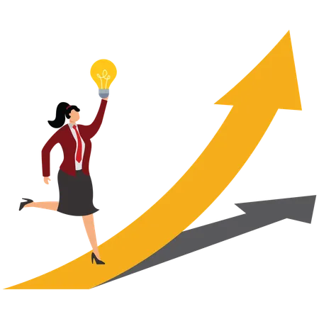 Businesswoman push the arrow upward  Illustration