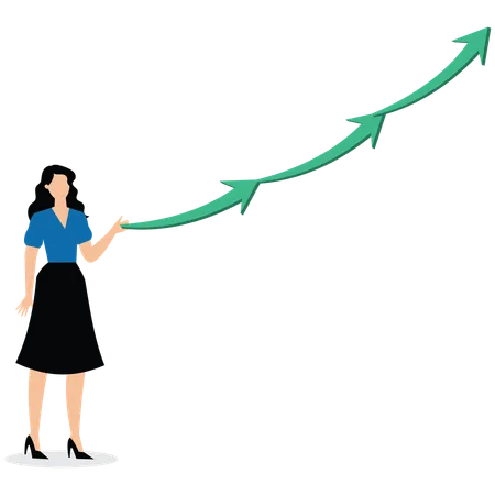 Businesswoman push up the small arrows to form the big arrow  Illustration