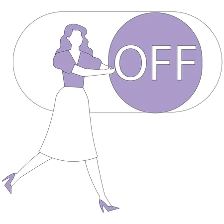 Businesswoman Pushing off toggle  Illustration