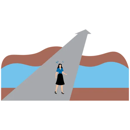 Businesswoman reaches at her goal  Illustration