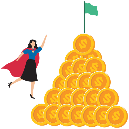 Businesswoman reaching financial goal  Illustration