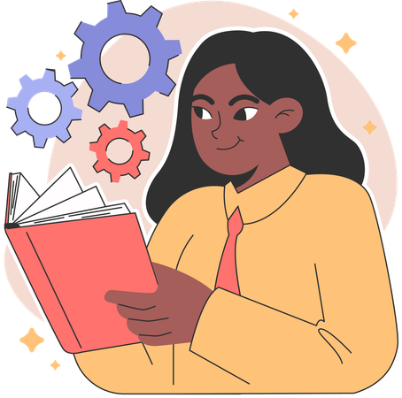 Businesswoman reading book  Illustration