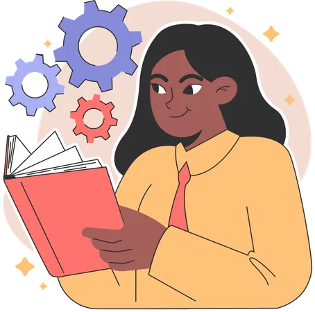 Businesswoman reading book  Illustration