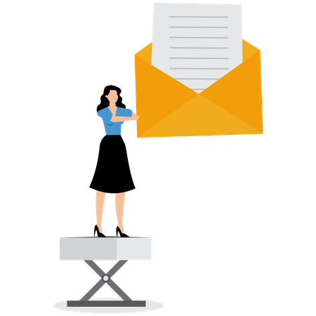 Businesswoman reading business email  Illustration