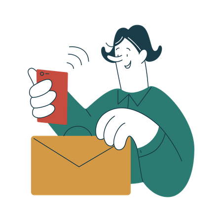 Businesswoman received partnership letter  Illustration
