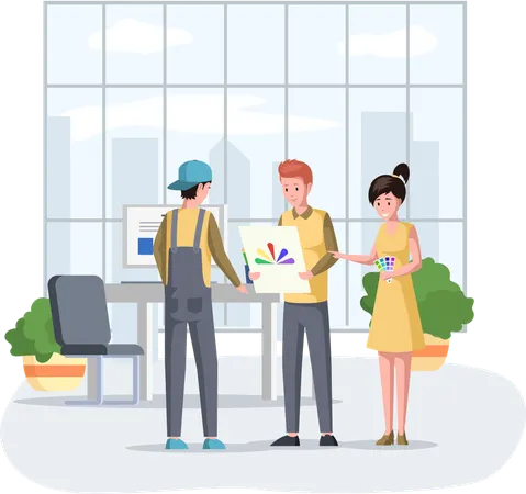 Businesswoman receives congratulations from their colleagues in office  Illustration