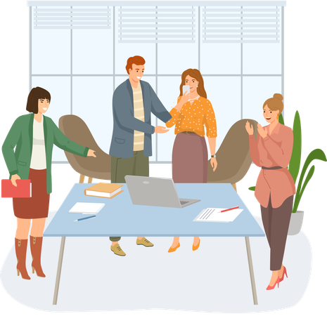 Businesswoman receives congratulations from their colleagues in office  Illustration