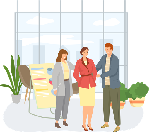 Businesswoman receives congratulations from their colleagues in office  Illustration