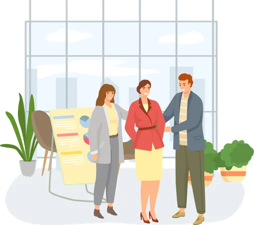 Businesswoman receives congratulations from their colleagues in office  Illustration
