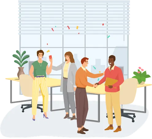 Businesswoman receives congratulations from their colleagues in office  Illustration