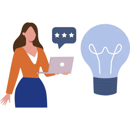 Businesswoman receives feedback for her good idea  Illustration