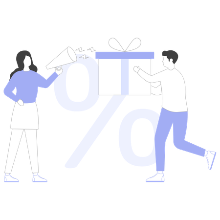 Businesswoman receives shopping returns  Illustration
