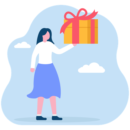 Businesswoman receives shopping reward  Illustration