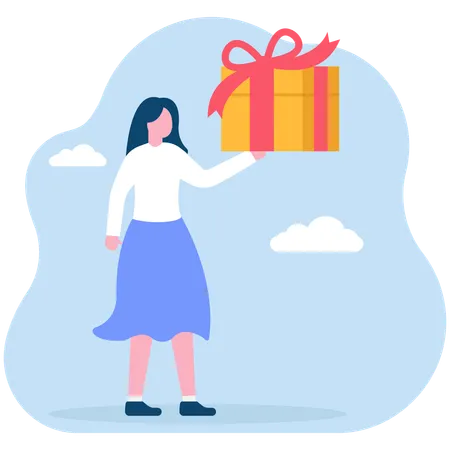 Businesswoman receives shopping reward  Illustration