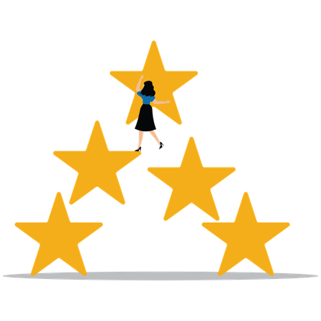 Businesswoman receiving best ratings  Illustration