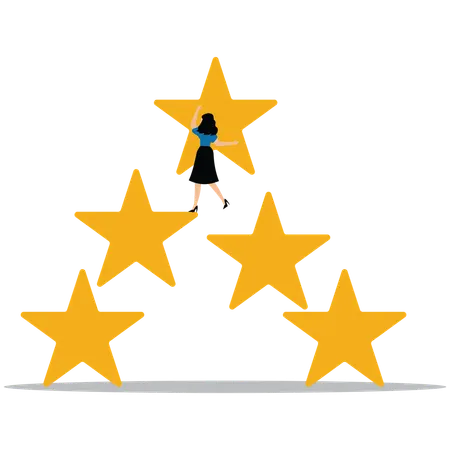 Businesswoman receiving best ratings  Illustration