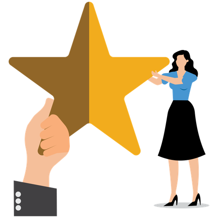 Businesswoman receiving customer star rating  Illustration