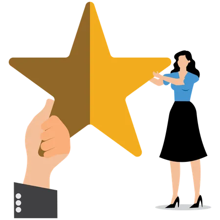 Businesswoman receiving customer star rating  Illustration