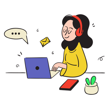 Businesswoman Receiving Message  Illustration