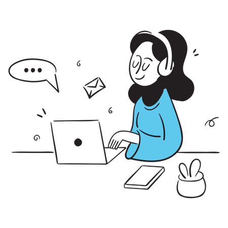 Businesswoman Receiving Message  Illustration