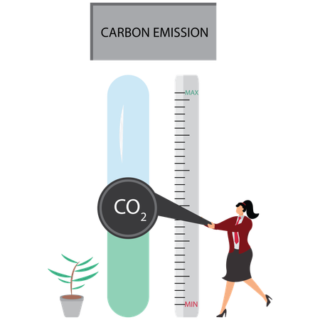 Businesswoman Reduce CO2 level  Illustration