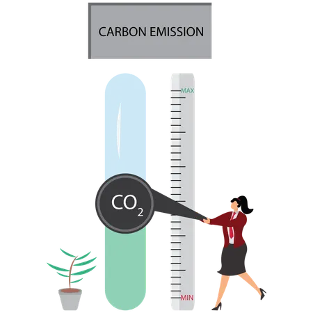 Businesswoman Reduce CO2 level  Illustration