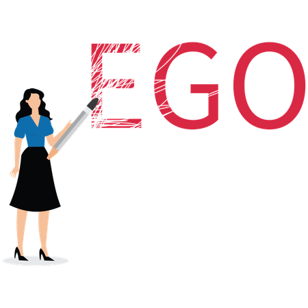Businesswoman reduce ego and cultivate humility  Illustration
