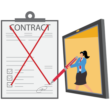 Businesswoman rejects business agreement  Illustration