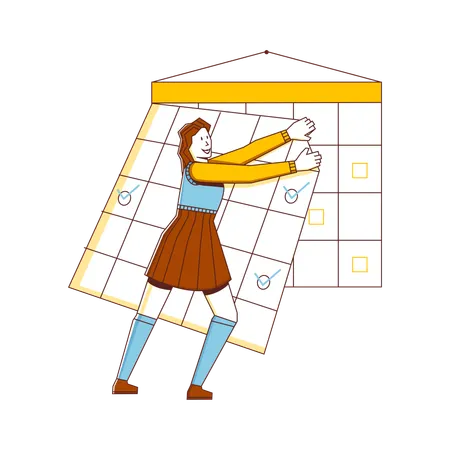 Businesswoman removing calendar meeting  Illustration