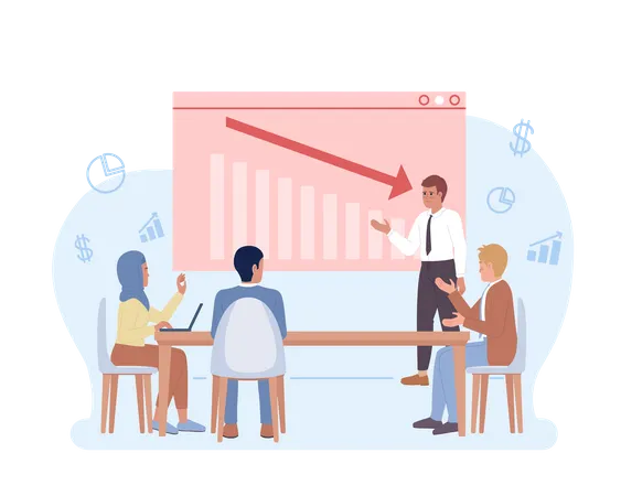 Businesswoman representing Sales meeting agenda  Illustration