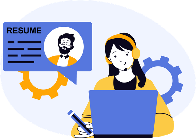 Businesswoman reviewing employee biodata  Illustration