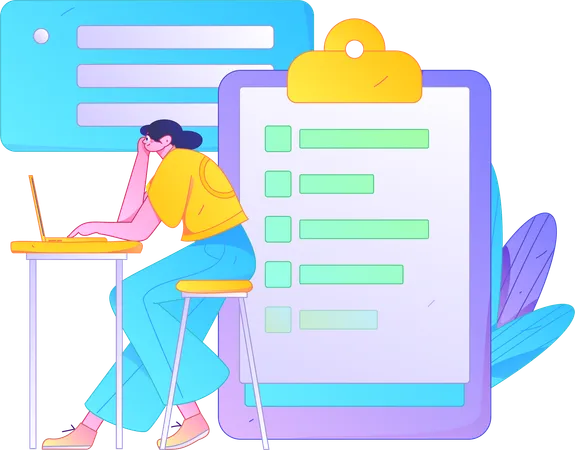 Businesswoman reviewing employees task report  Illustration