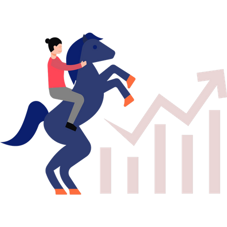Businesswoman riding horse Illustration