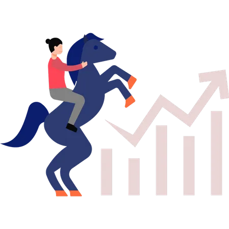 Businesswoman riding horse  Illustration