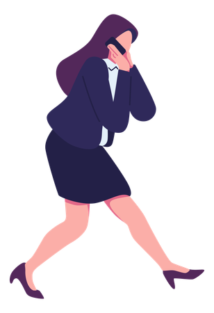 Businesswoman running and talking on phone  Illustration