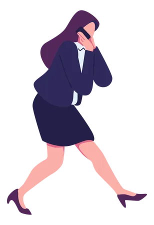 Business Woman Running Poses Flat Illustration Illustration
