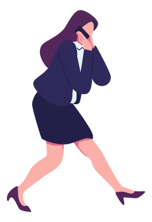 Businesswoman running and talking on phone  Illustration