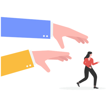 Businesswoman running away from sexual harassment  Illustration