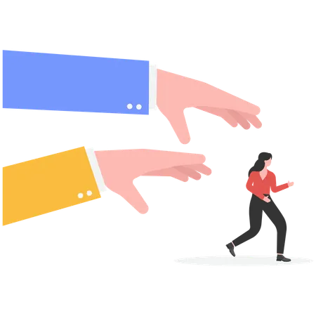 Businesswoman running away from sexual harassment  Illustration
