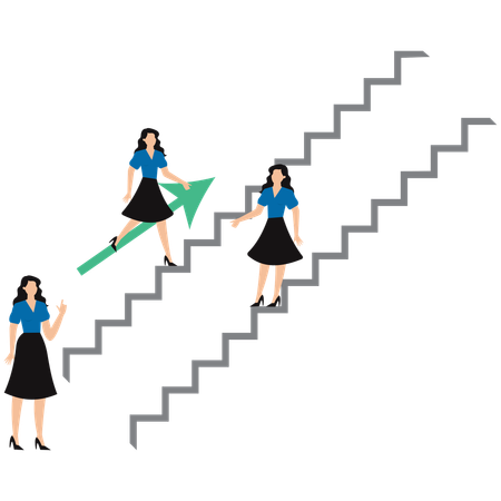 Businesswoman running from opposite end  Illustration