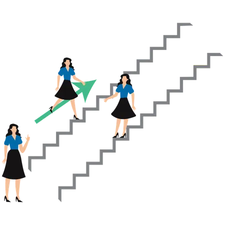 Businesswoman running from opposite end  Illustration