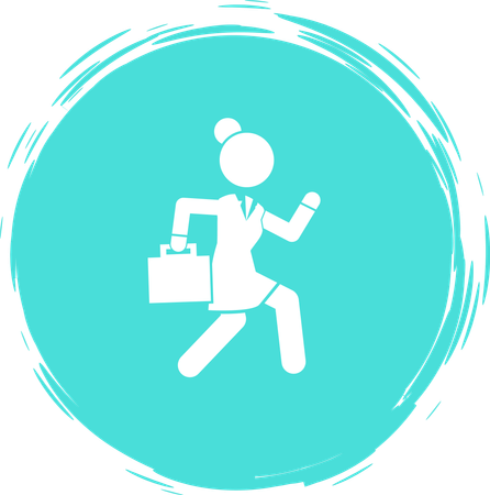 Businesswoman running in a hurry holding briefcase  Illustration