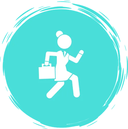 Businesswoman running in a hurry holding briefcase  Illustration