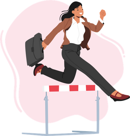 BusinessWoman Running On Stadium Track Holding Briefcase In Hand Illustration